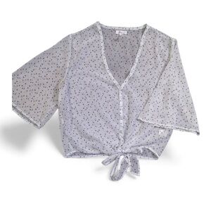 Kirra | Chiffon Printed Crop Blouse with Tie- Sz M